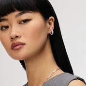 SMALL TWO-TONE REVERSIBLE SPARKLE HOOP EARRINGS - Navy/Celestial Sky