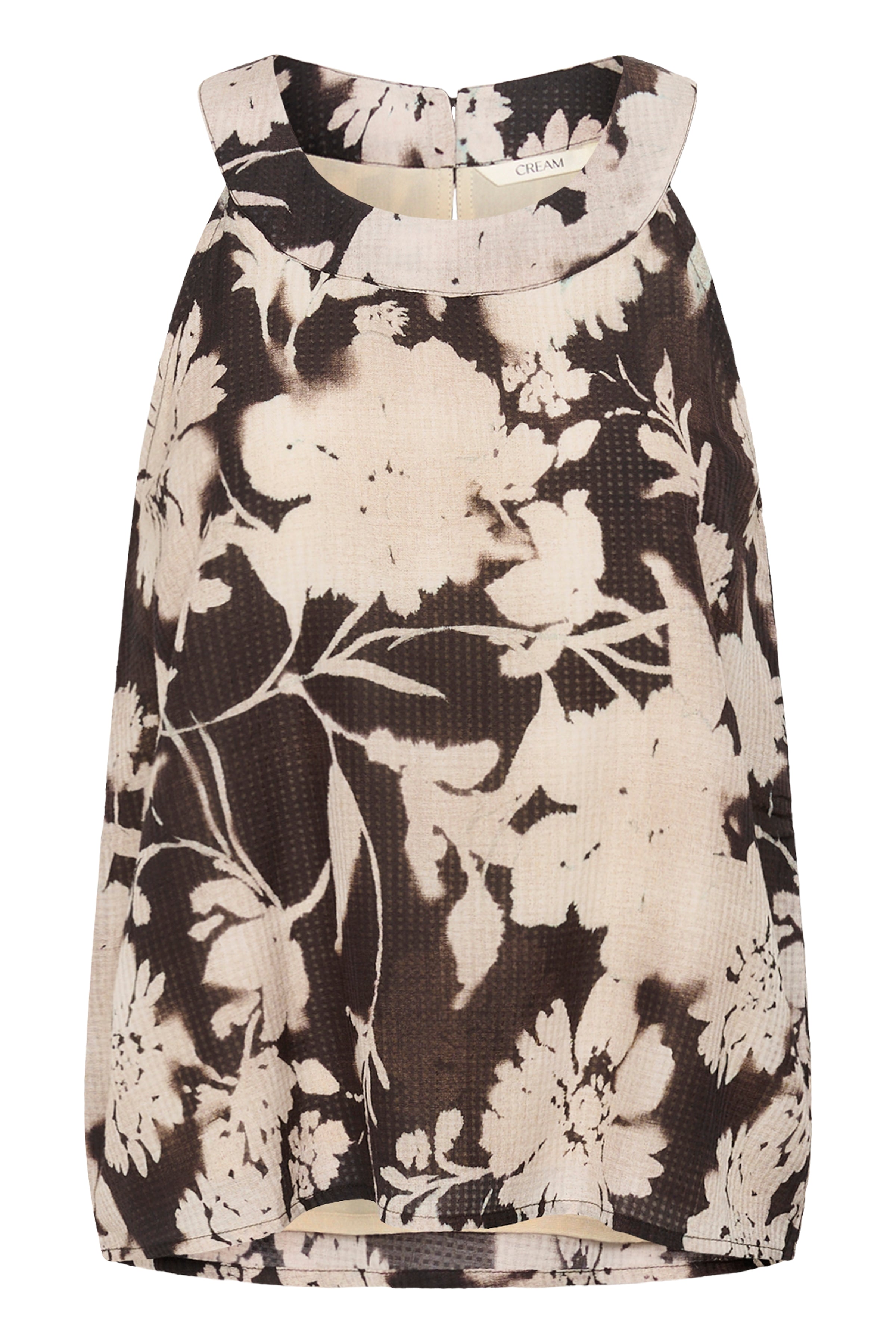 Hailey Halterneck Blouse by Cream - Dark Brown Floral