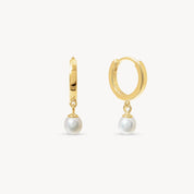 PEARL DROP HOOPS - Gold