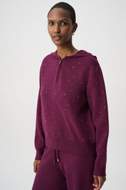 Embellished Hooded Pullover Sweater
264618