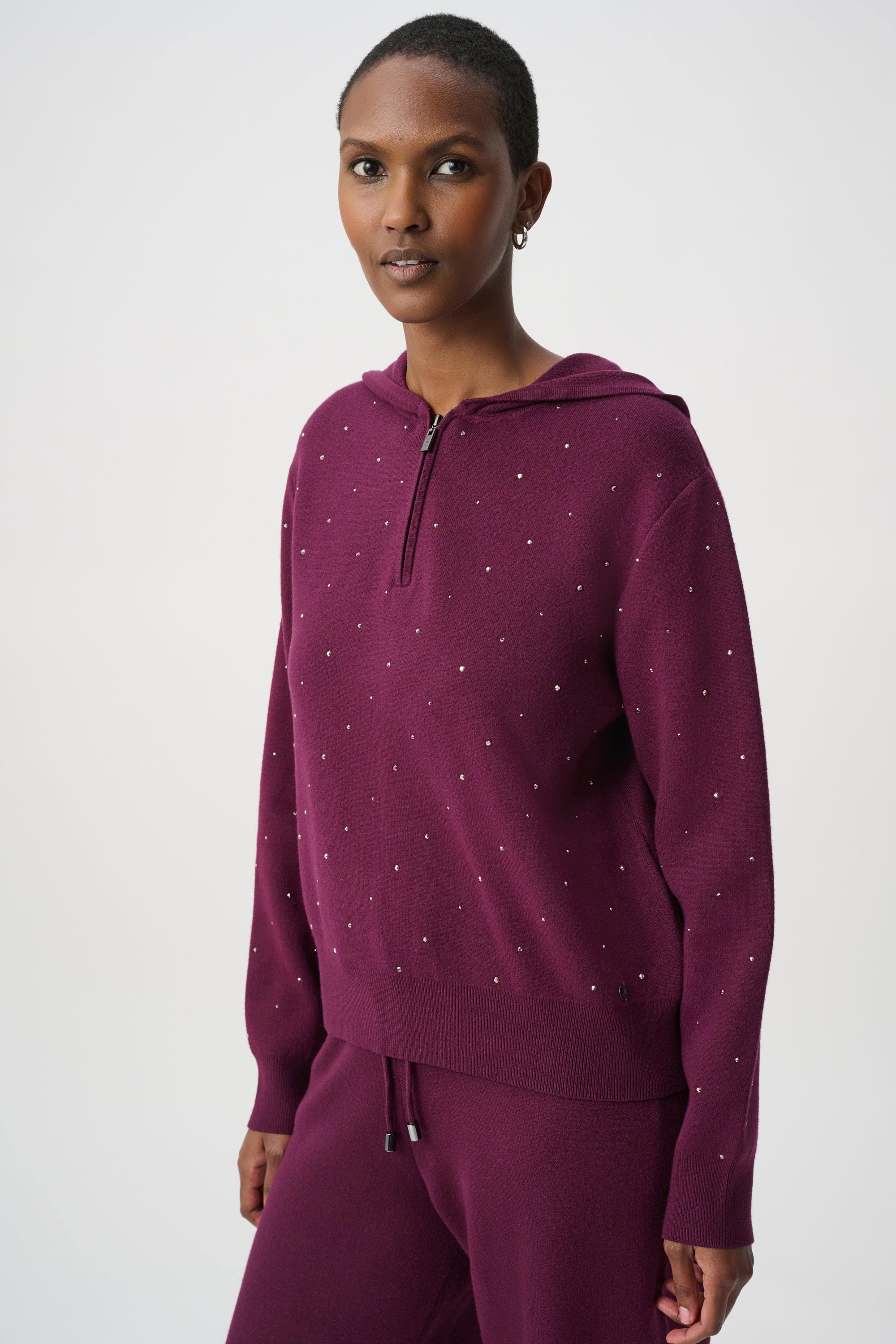 Embellished Hooded Pullover Sweater
264618