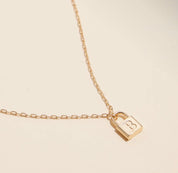 18k Gold Plated Mini Initial Lock Pendant/Necklace