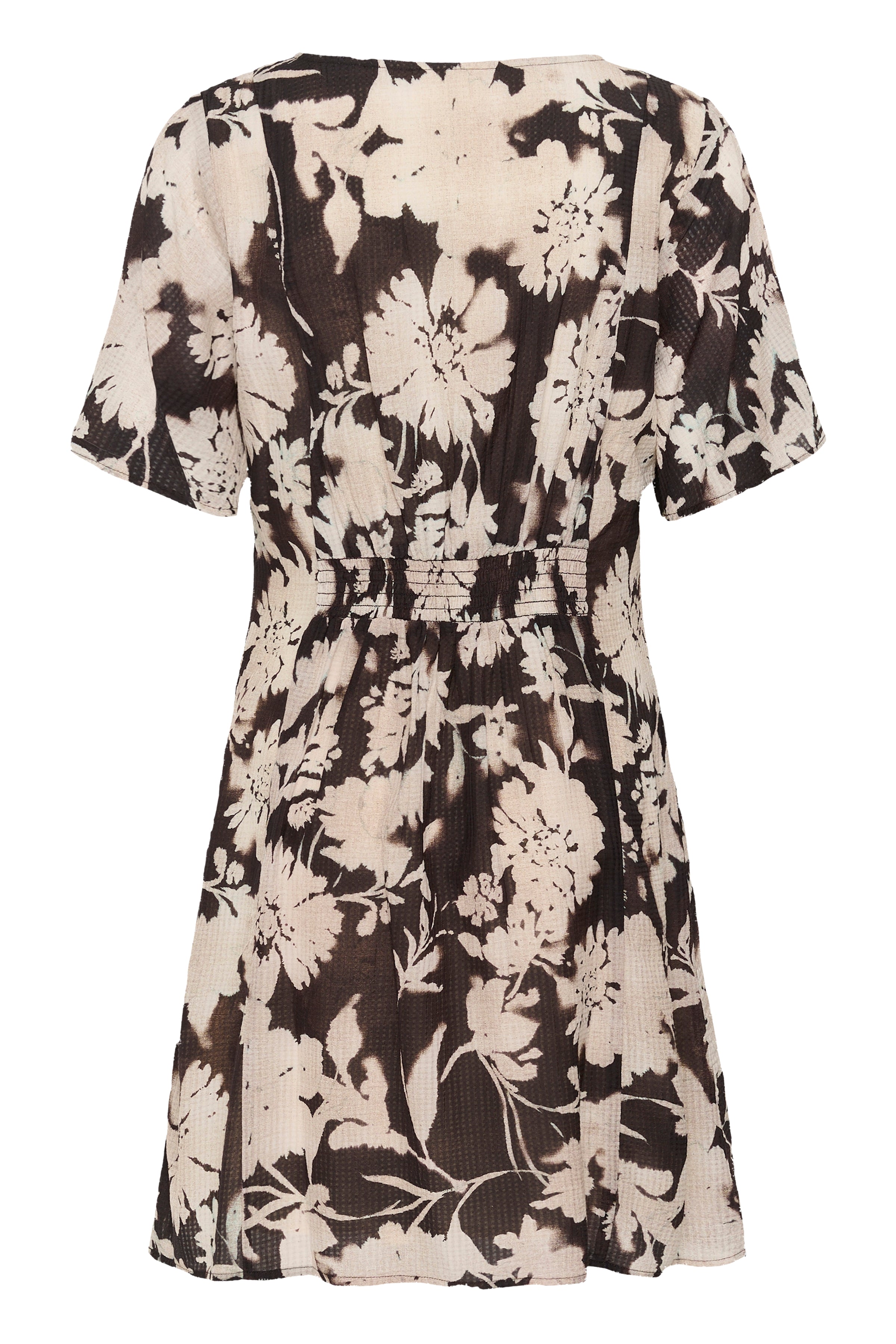 Hailey Short Dress by Cream - Dark Brown Floral