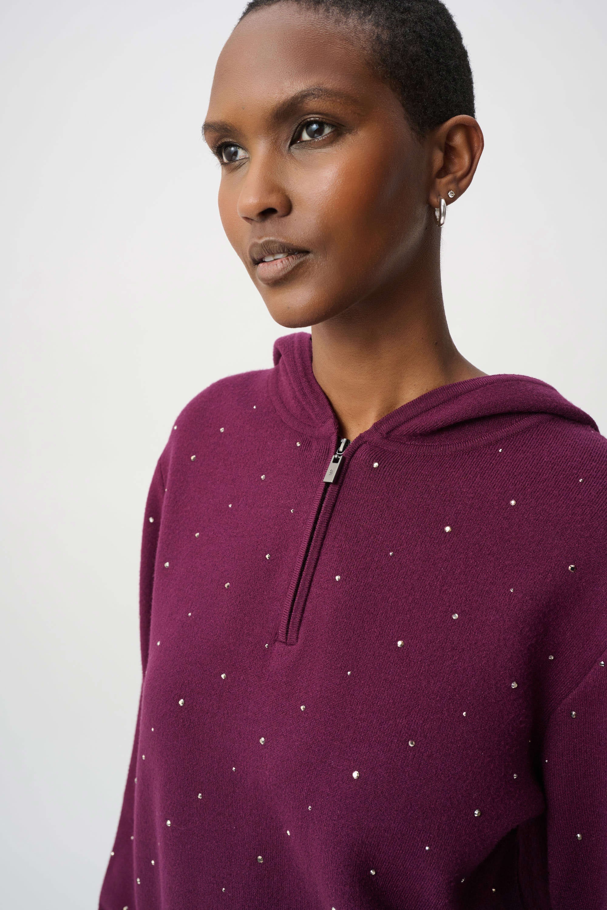 Embellished Hooded Pullover Sweater
264618