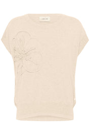 Dela Knit Slipover with Deco - Oat Melange