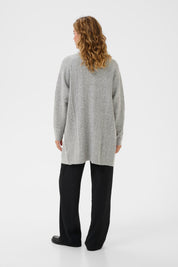 Holiday Long Knit Cardigan by Cream - grey melange