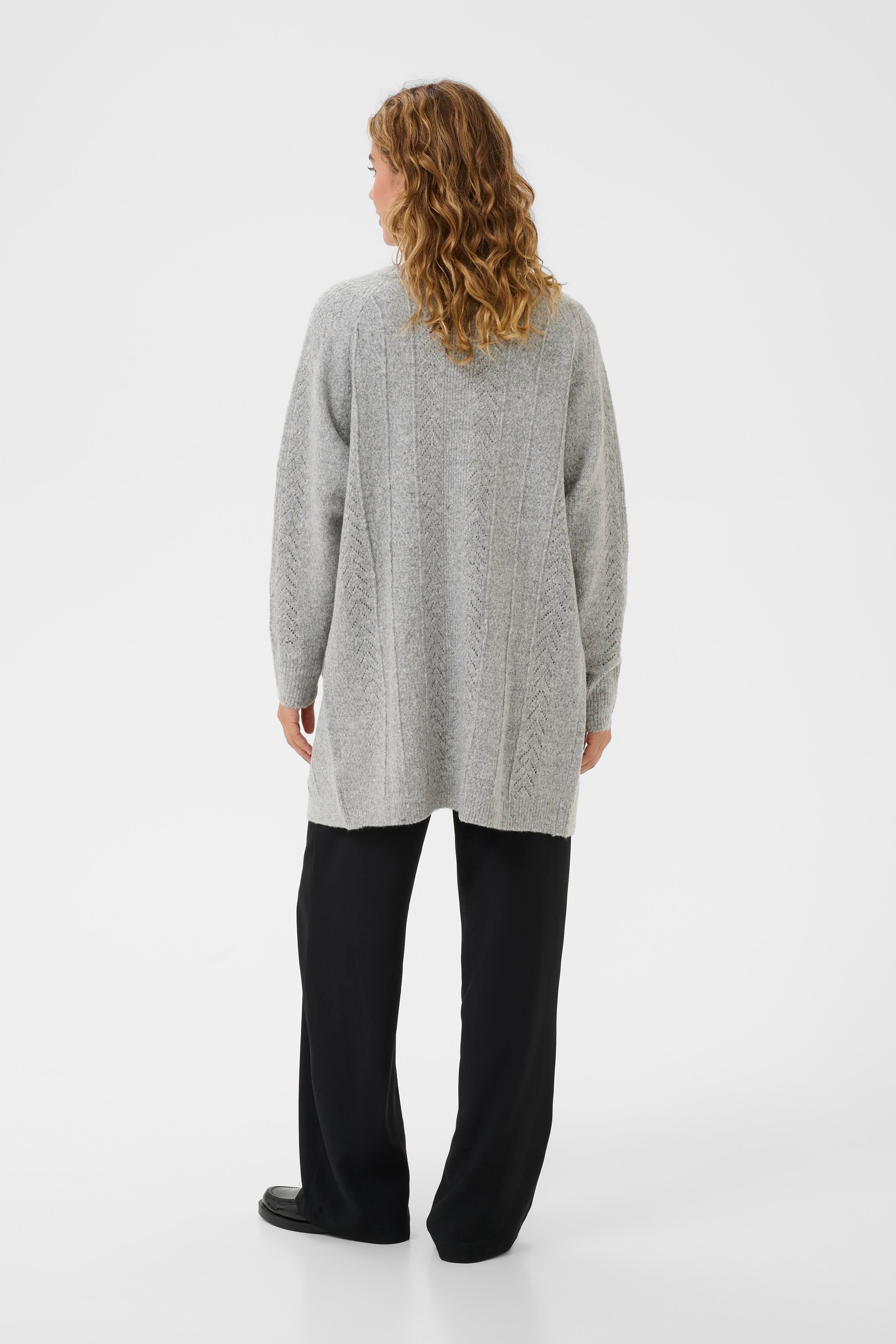 Holiday Long Knit Cardigan by Cream - grey melange