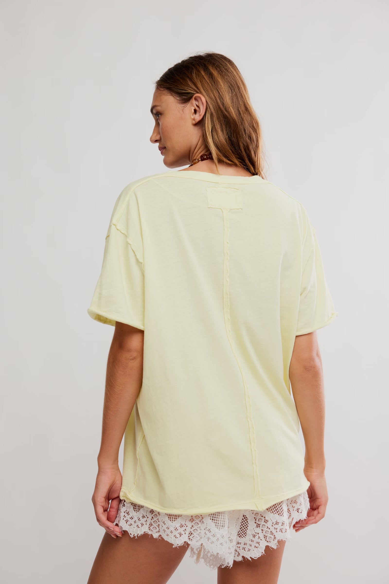 Nina V Neck Tee - lemon water