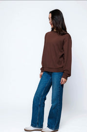 Jenna-Luxe Fleece Crew by Orb - Chocolate