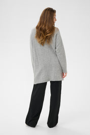 Holiday Long Knit Cardigan by Cream - grey melange