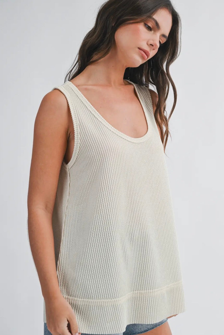 Bridget Textured Scoop Neck Tank - Pineapple