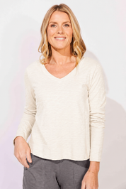 ESCAPE BY HABITAT SOFT V-NECK TEE E10037- Pearl