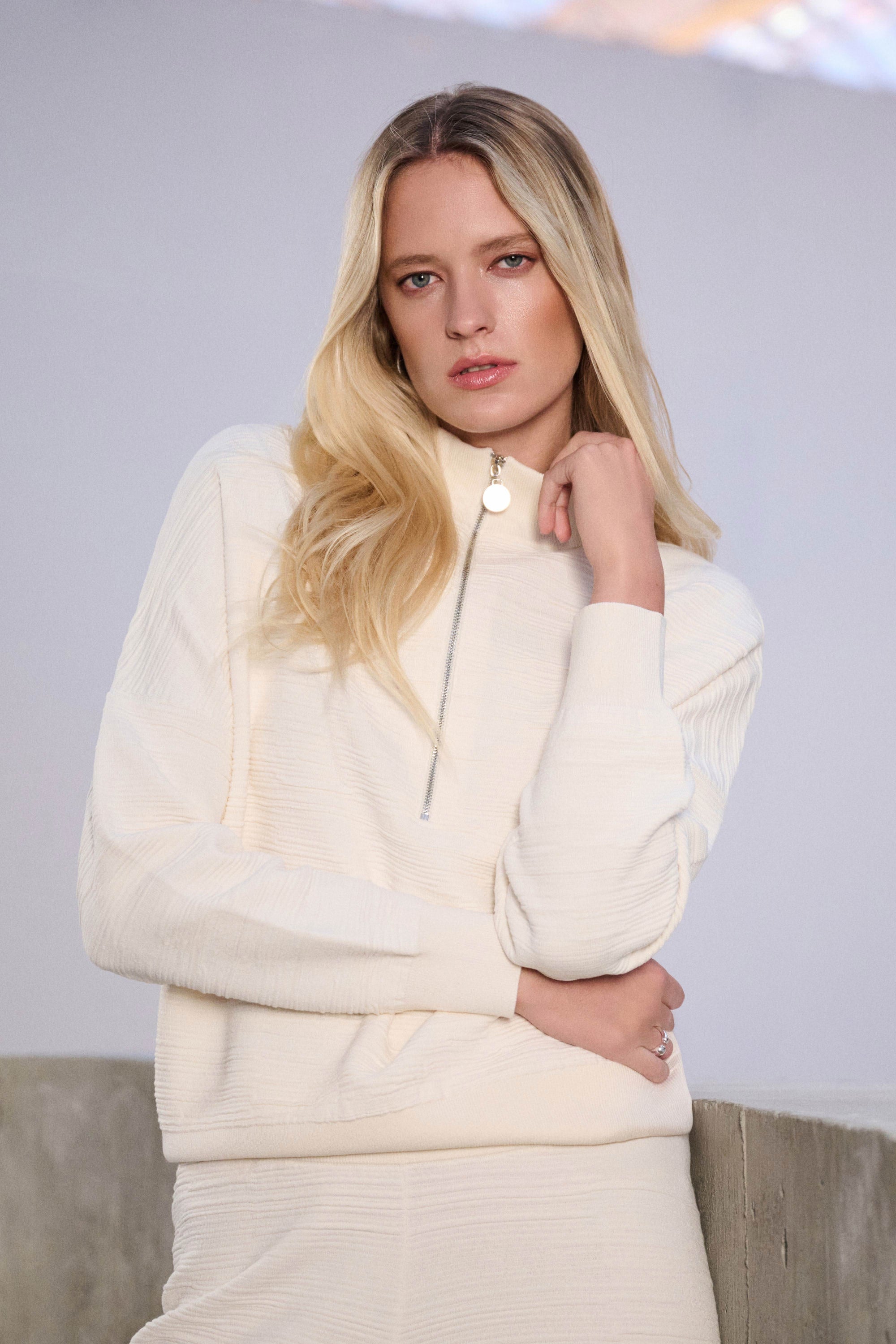 Joseph Ribkoff Sweater Knit Mock-Neck Cocoon Sweater 263631 - Birch