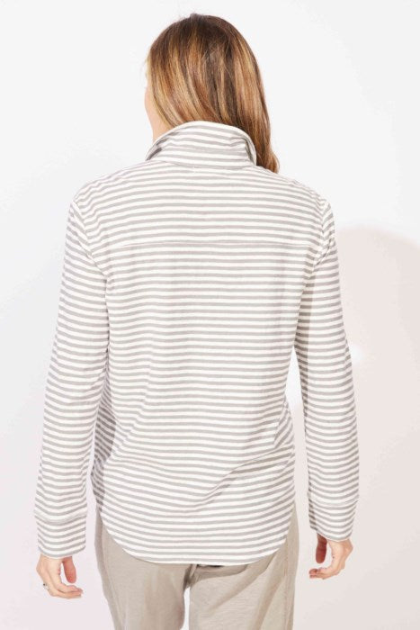 ESCAPE BY HABITAT PRIMO SPLIT NECK STRIPED TOP E23544 - Pearl