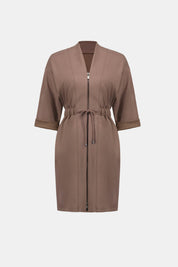 Scuba Jersey Dress With Front Zipper - Mink
263605