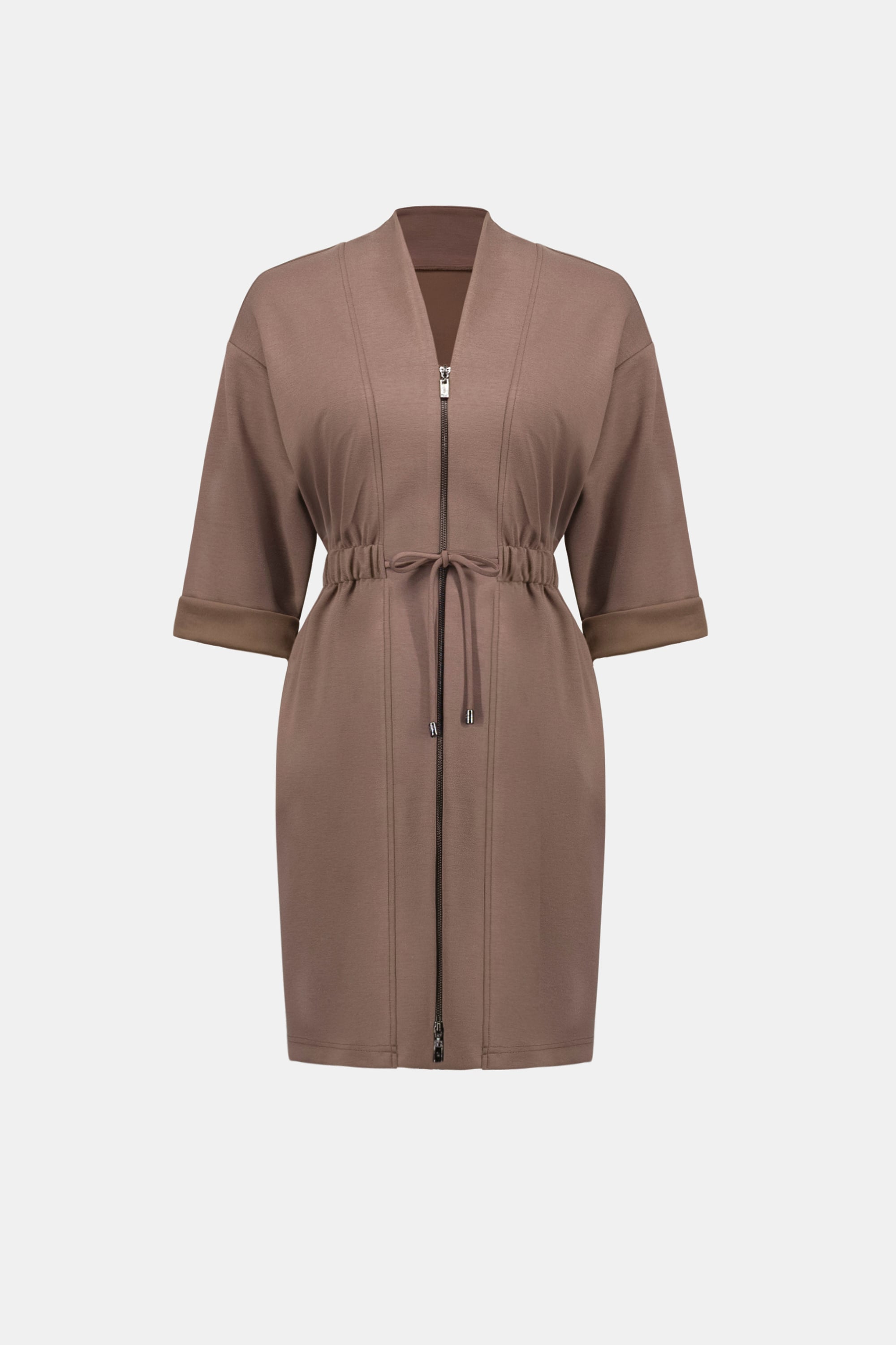 Scuba Jersey Dress With Front Zipper - Mink
263605