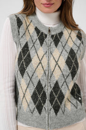 Mirea Knit Argyle Print Vest by Cream