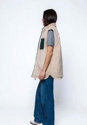 Julie-Sherpa Lined Reversible Vest by Orb - Evergreen