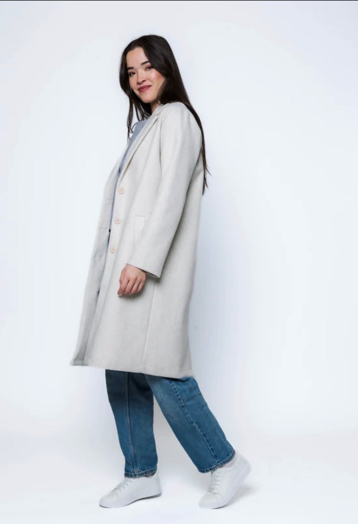 Aven-Long Coat by Orb - Oatmeal