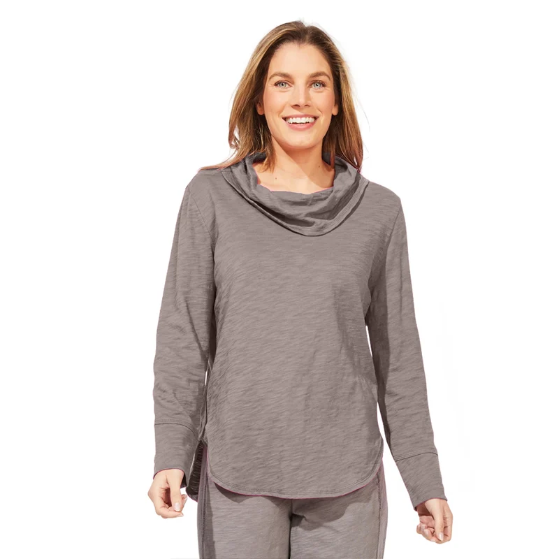 Escape by Habitat Peruvian Cotton High Lo Cowl E10036 - volcano