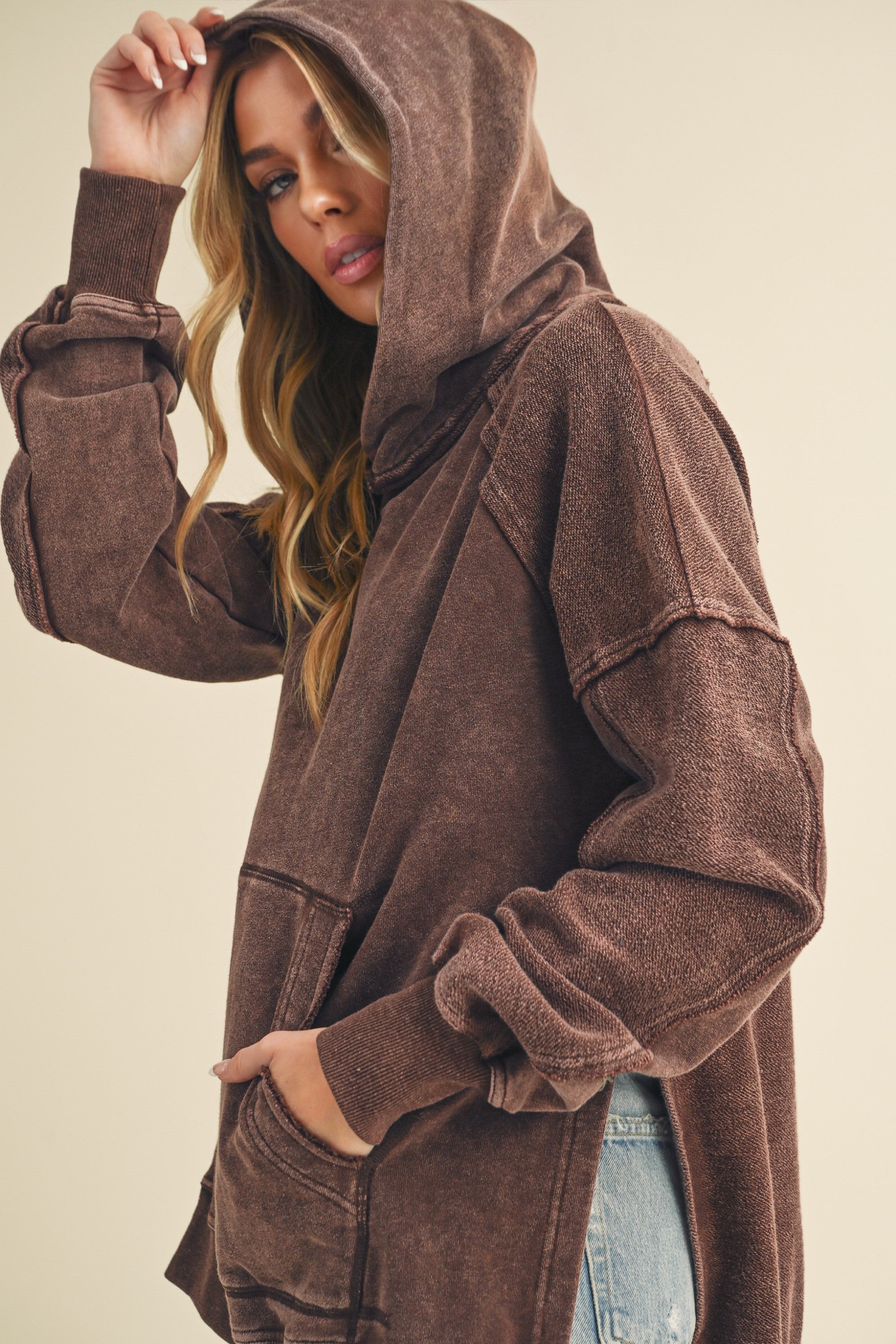 Deb Washed Hoodie - washed brown