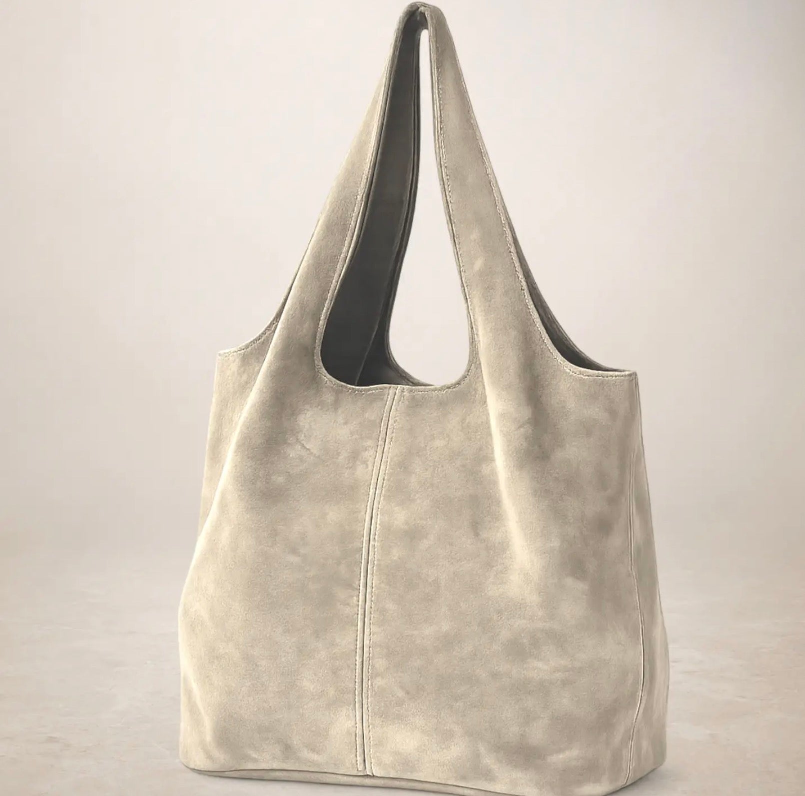 Giannina Suede Leather Shoulder Bag - taupe