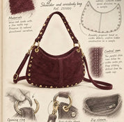 Italian Suede Leather Shoulder and Crossbody Bag - wine