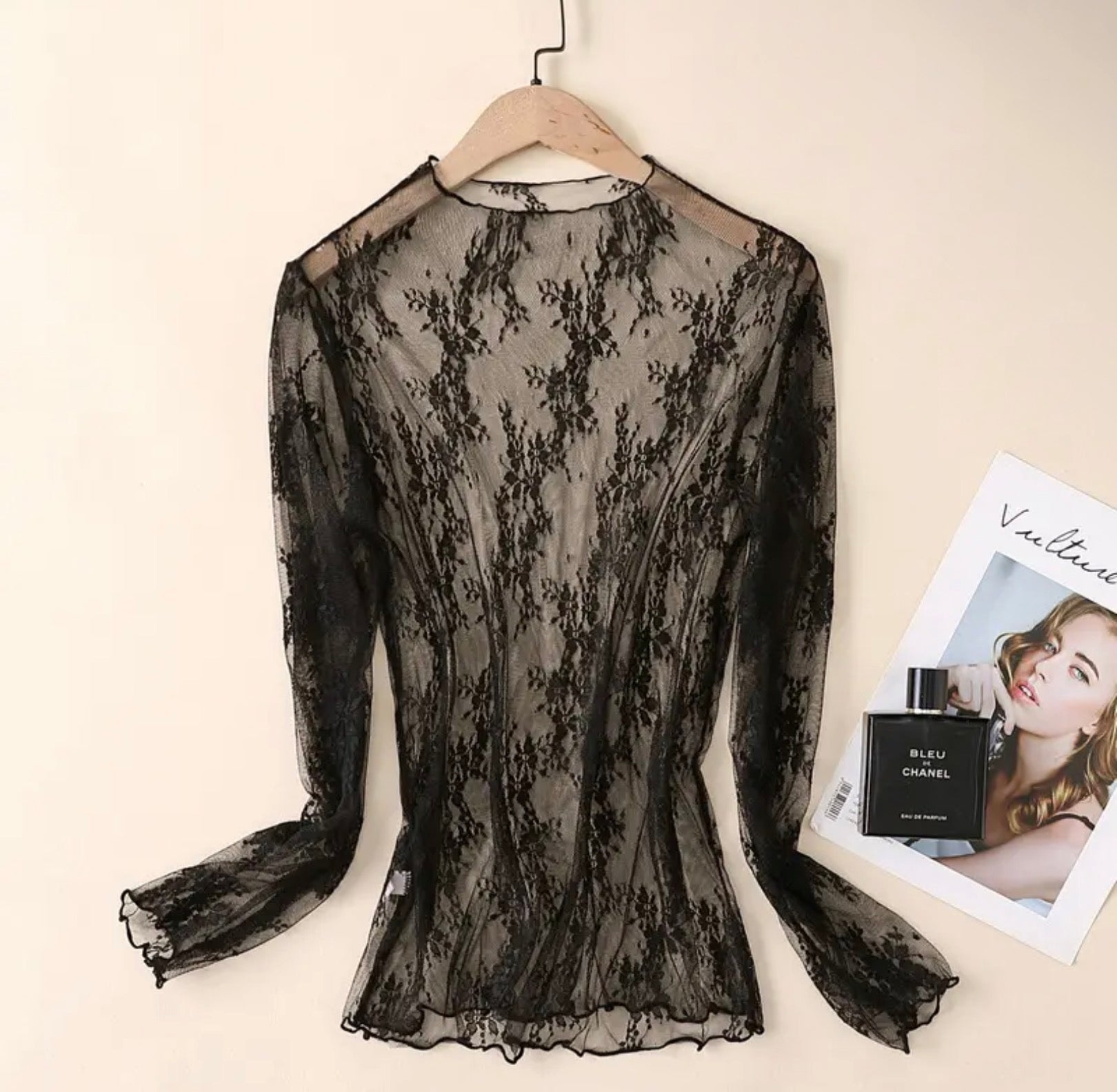 Lace Mesh Top - Black