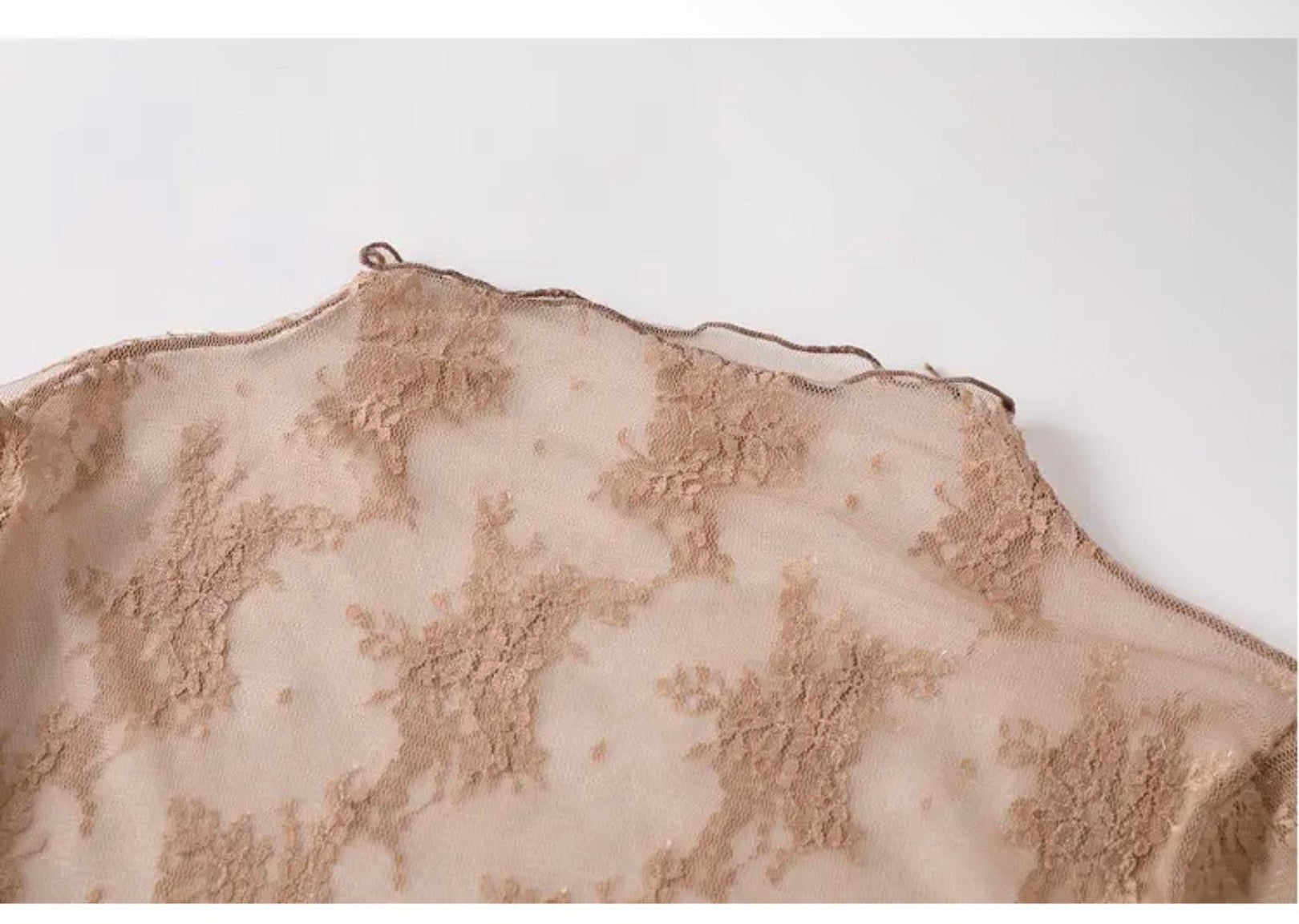 Lace Mesh Top - coffee
