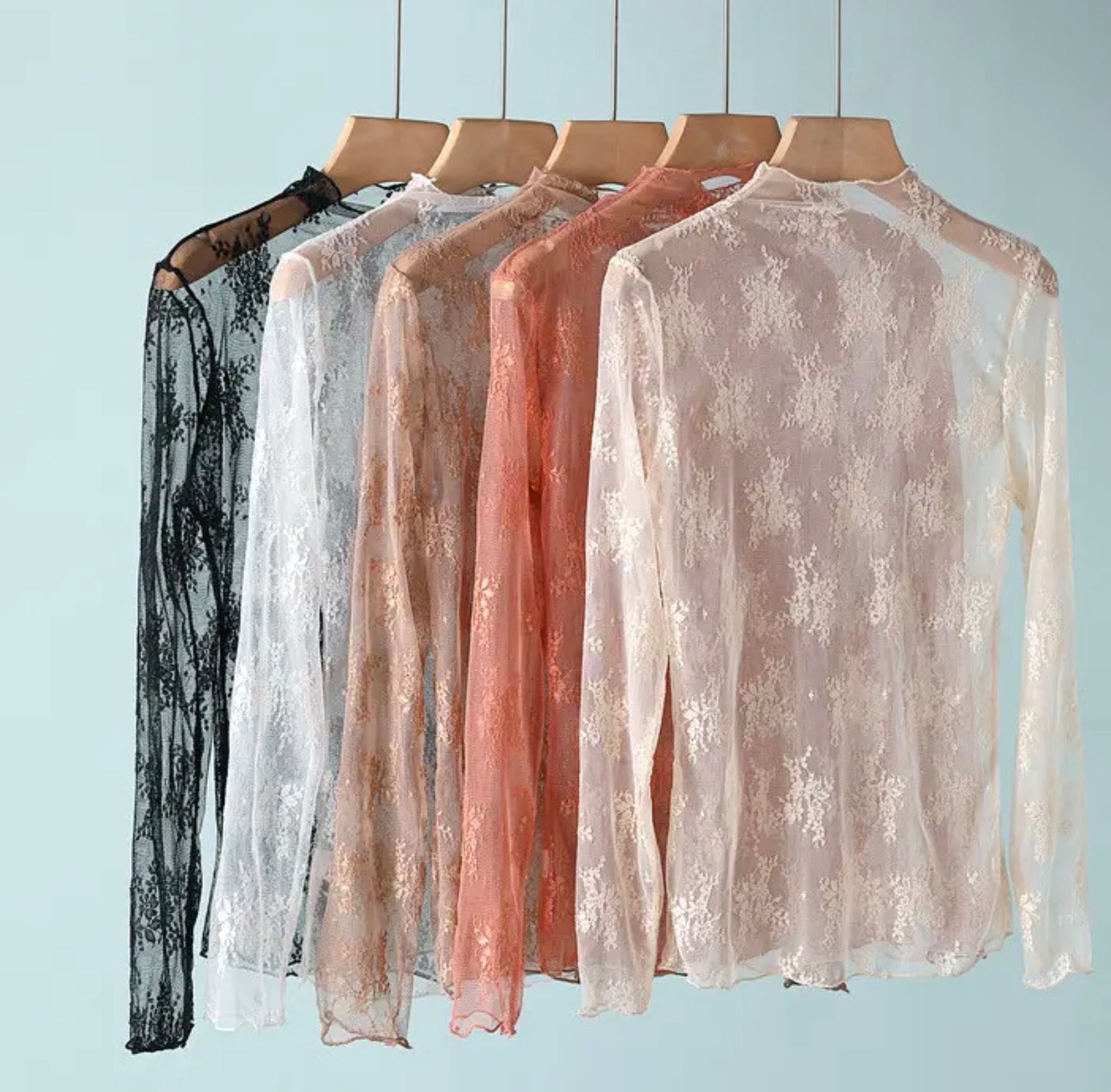 Lace Mesh Top - coffee