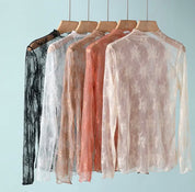 Lace Mesh Top - coffee