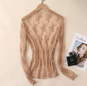Lace Mesh Top - coffee