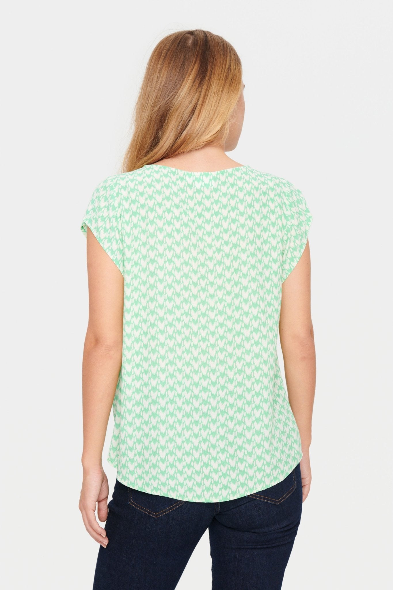 Adele blouse by Saint Tropez - green print - Blue Sky Fashions & Lingerie