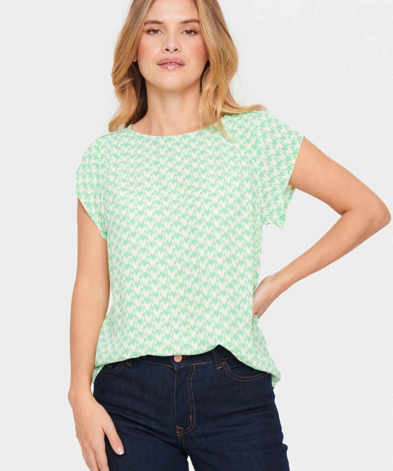 Adele blouse by Saint Tropez - green print - Blue Sky Fashions & Lingerie