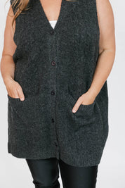 Adeline Cable Knit Vest by Smash + Tess - Charcoal - Blue Sky Fashions & Lingerie