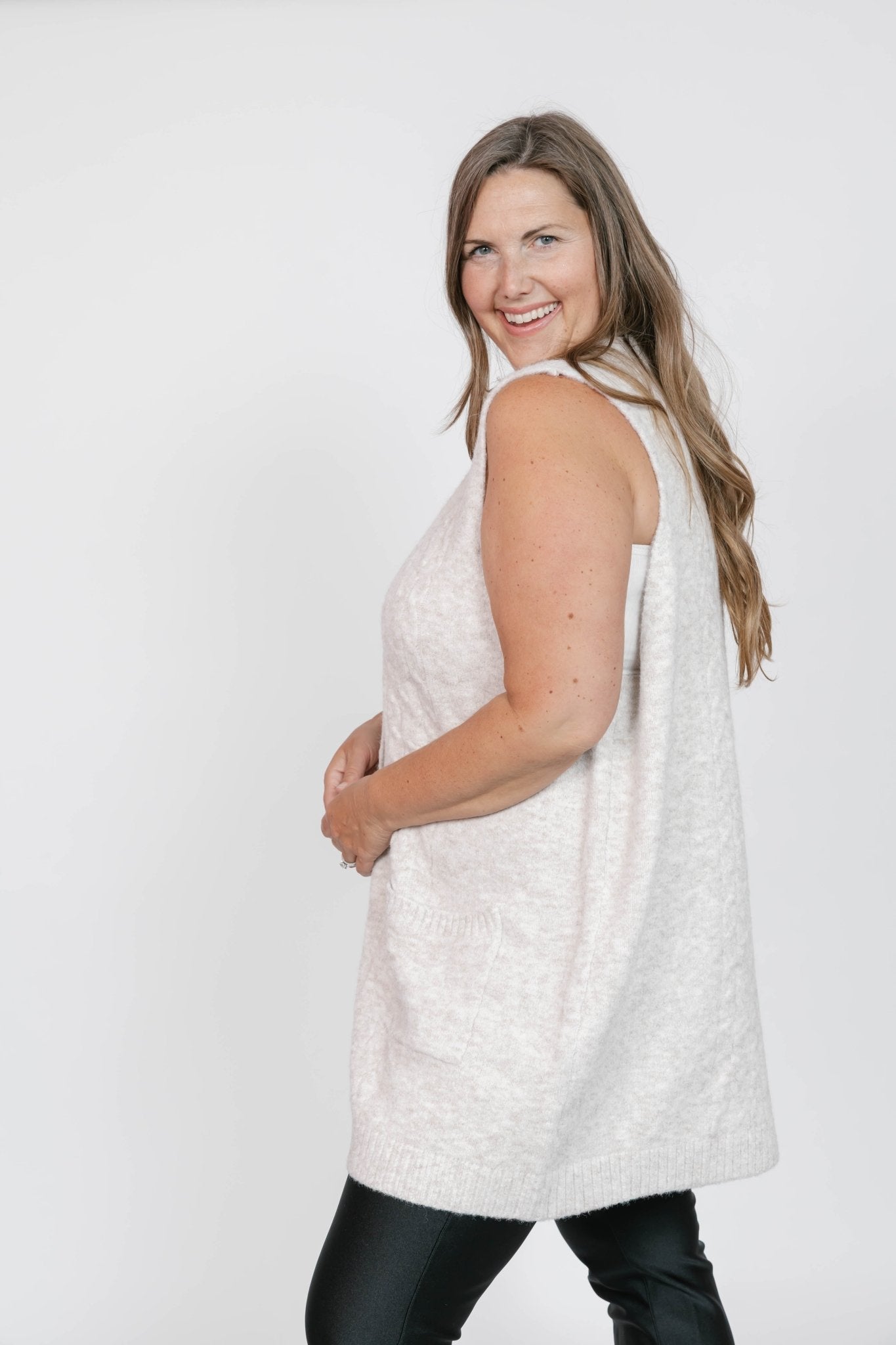 Adeline Cable Knit Vest by Smash + Tess - Oatmeal - Blue Sky Fashions & Lingerie