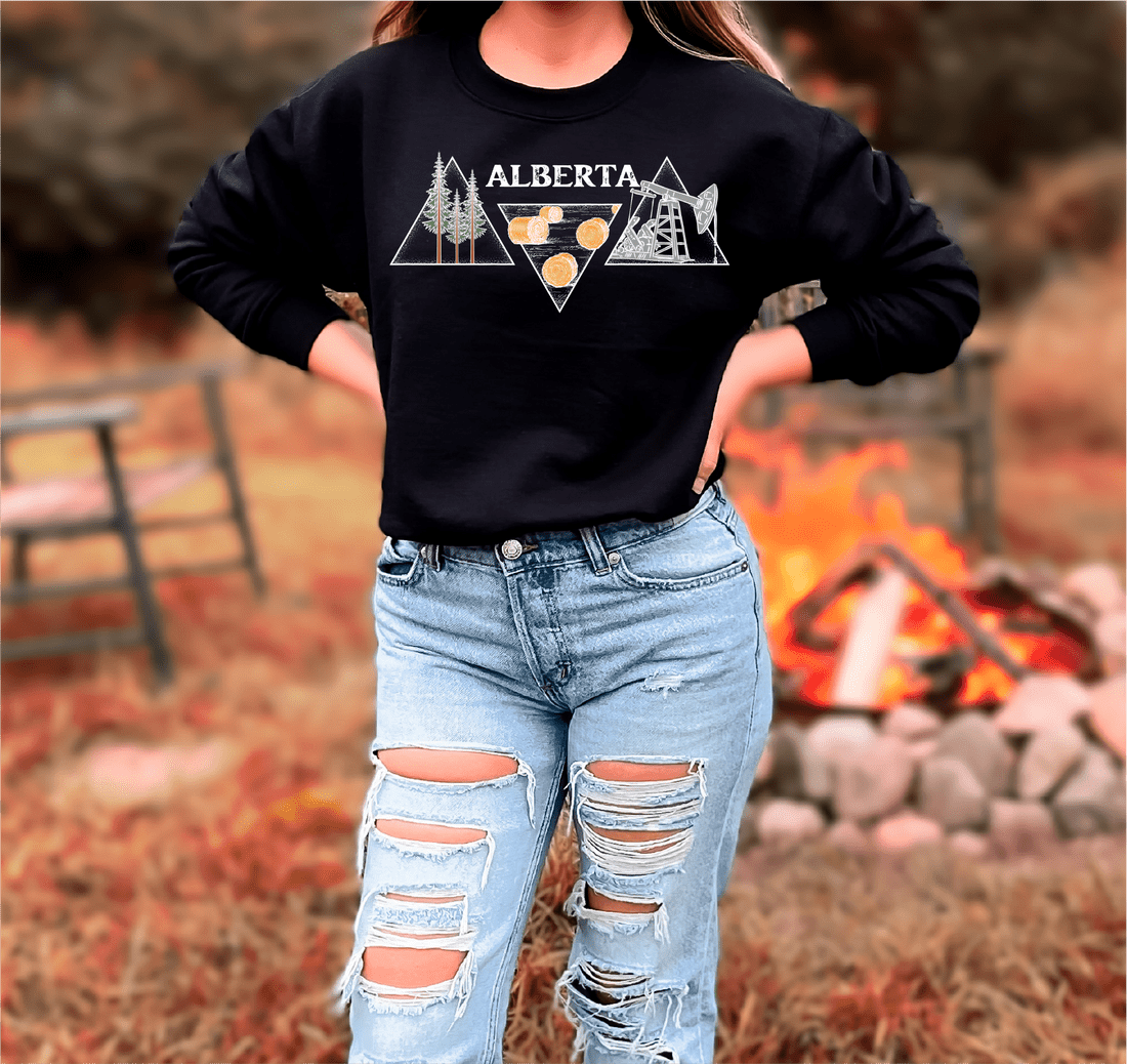 Alberta Oil Triangles Unisex Crewneck Black