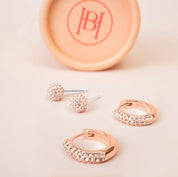 ALWAYS ON SPARKLE HOOPS AND STUDS GIFT SET - ROSE GOLD - Blue Sky Fashions & Lingerie