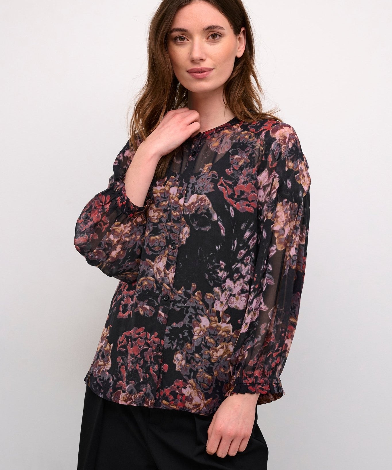 Annu floral chiffon shirt - Blue Sky Fashions & Lingerie