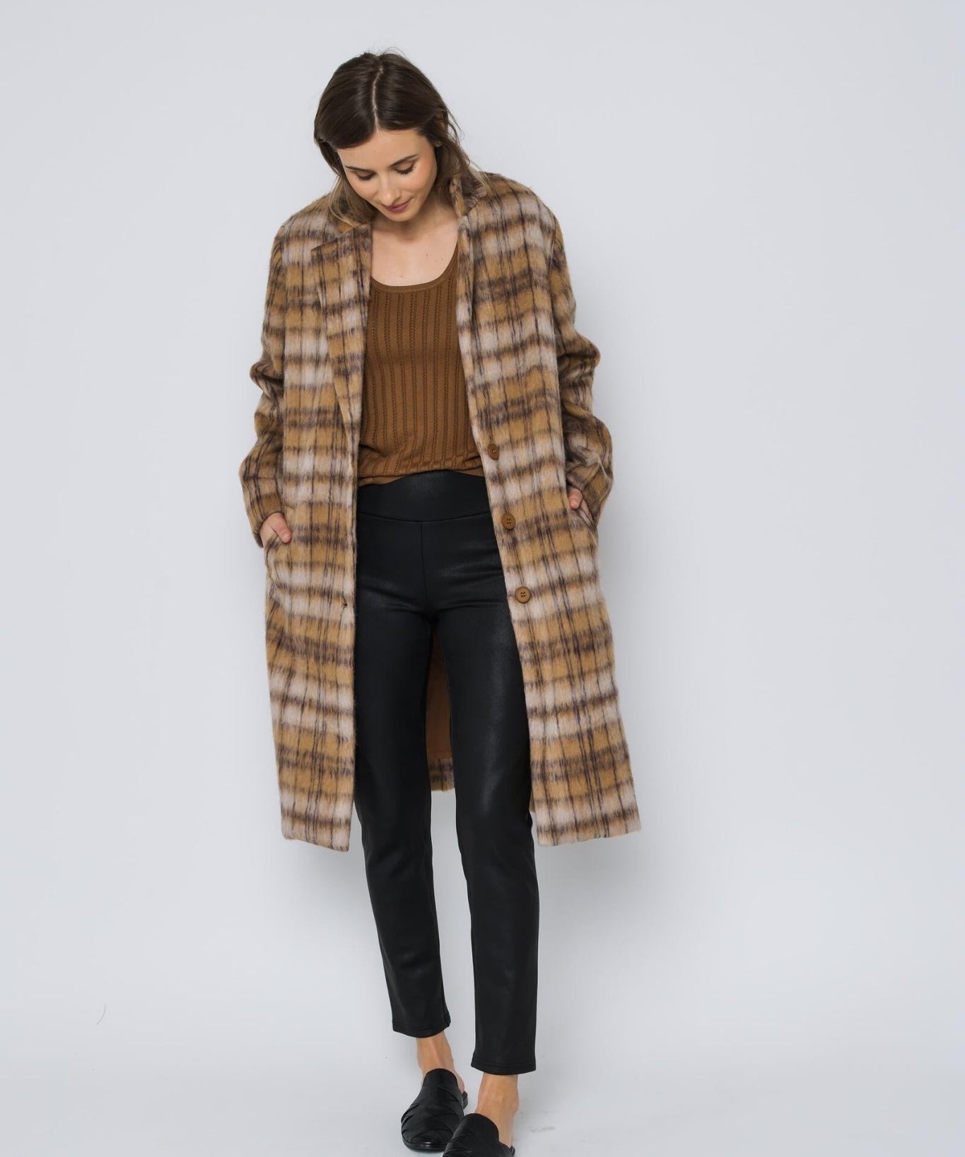 Avery Long Coat - Cagnac Plaid - Blue Sky Fashions & Lingerie