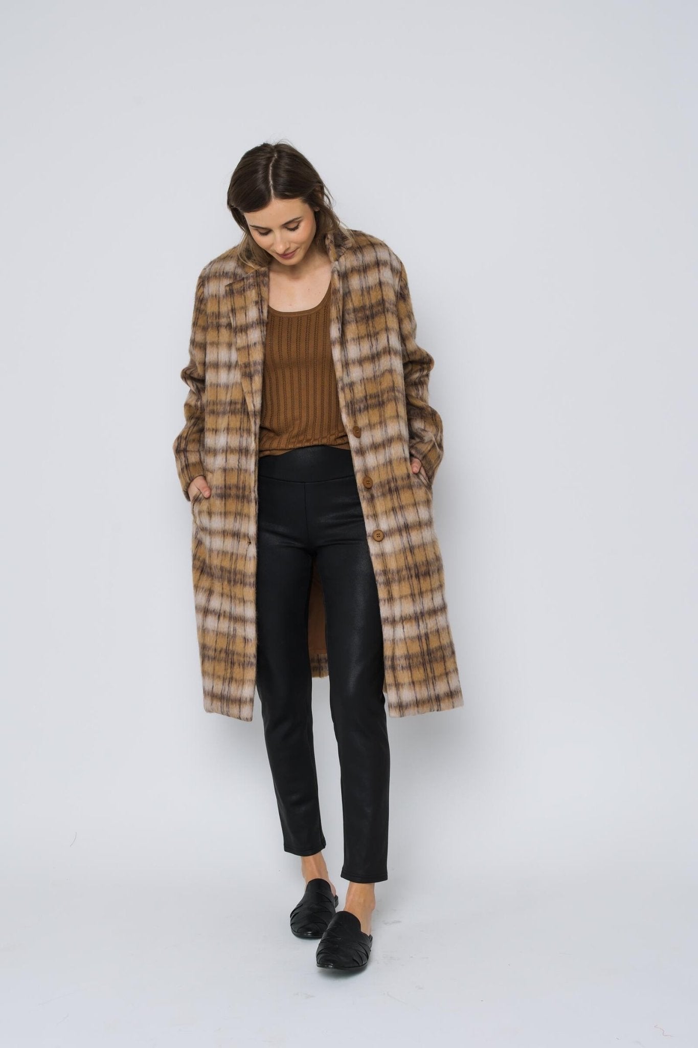 Avery Long Coat - Cagnac Plaid - Blue Sky Fashions & Lingerie