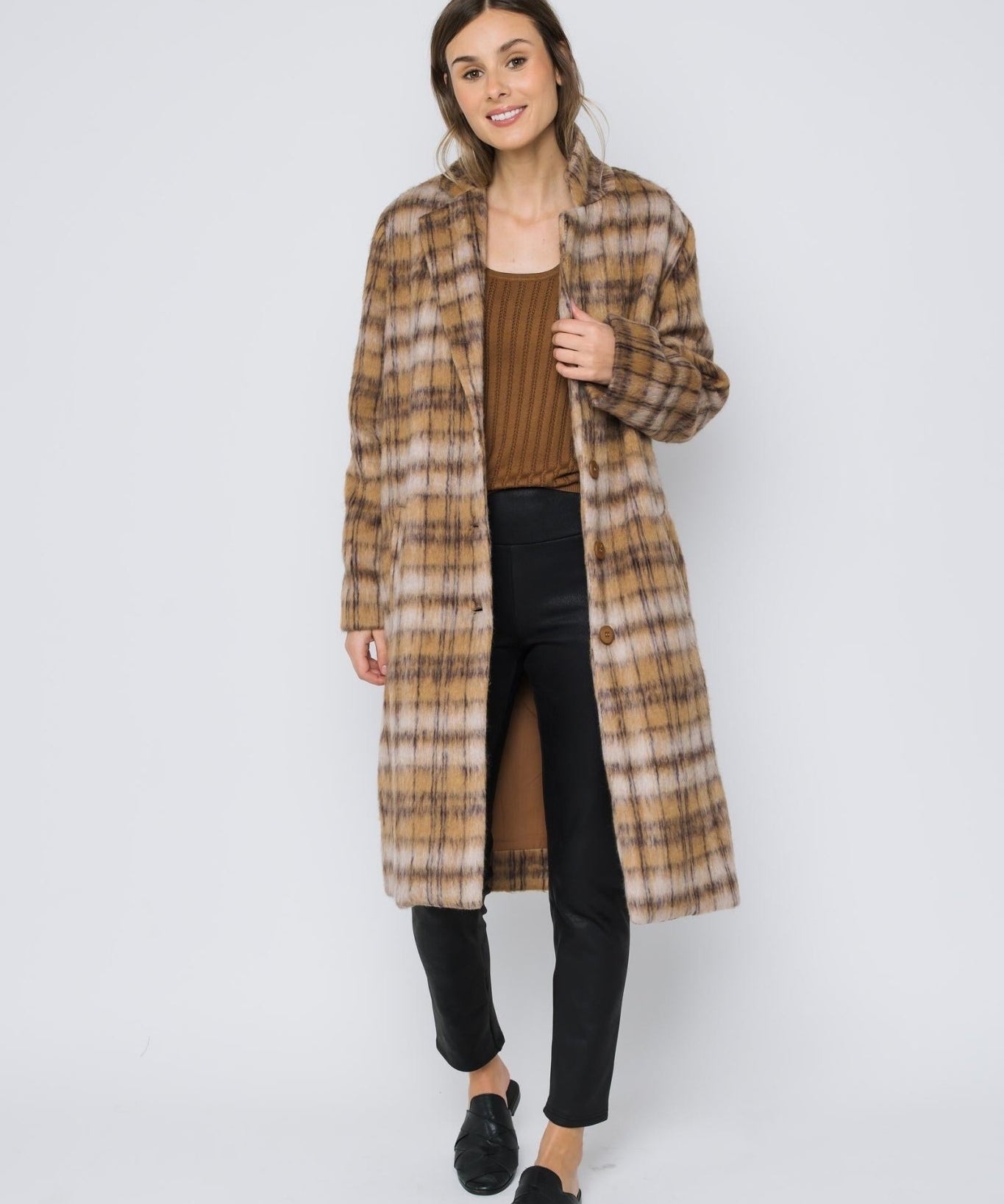 Avery Long Coat - Cagnac Plaid - Blue Sky Fashions & Lingerie