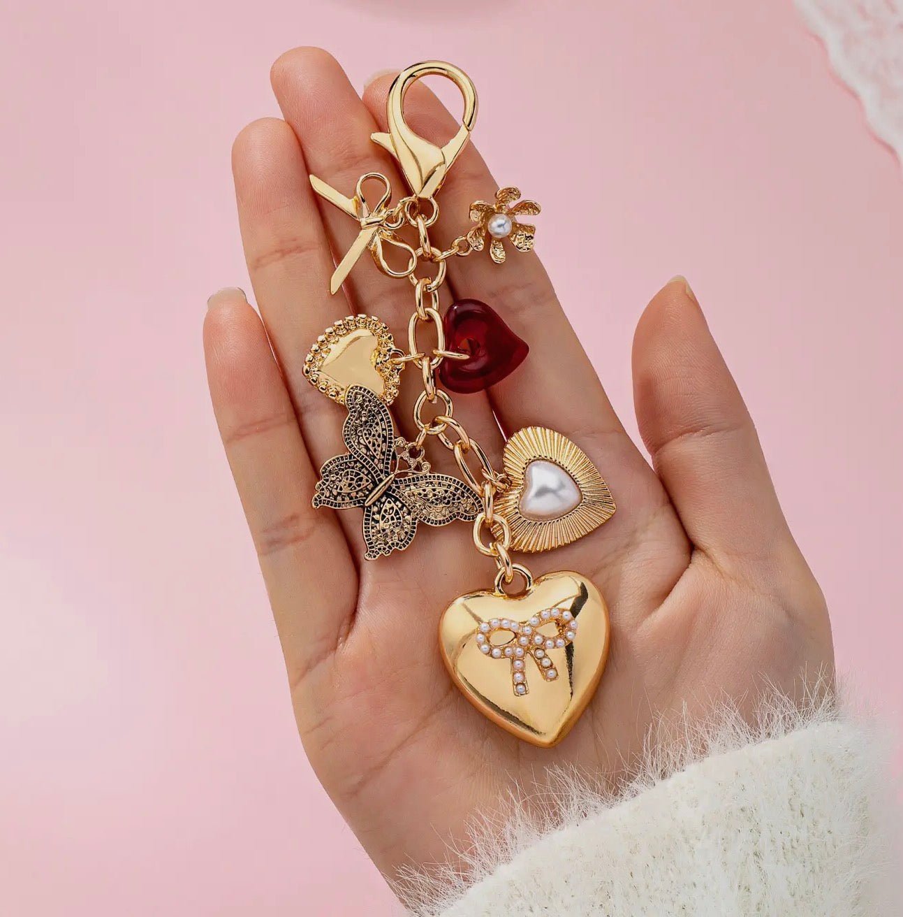 Bag Charm - Heart Bow Butterfly Charm Key Chain - Blue Sky Fashions & Lingerie