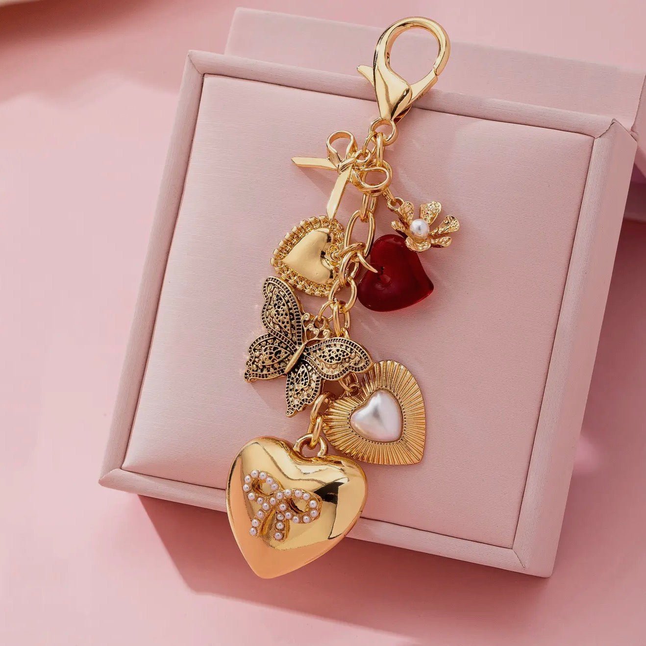 Bag Charm - Heart Bow Butterfly Charm Key Chain - Blue Sky Fashions & Lingerie