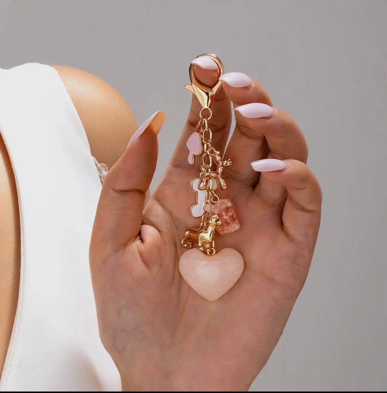 Bag Charm - Heart Dog Bone Bag Charm Key Chain - Blue Sky Fashions & Lingerie