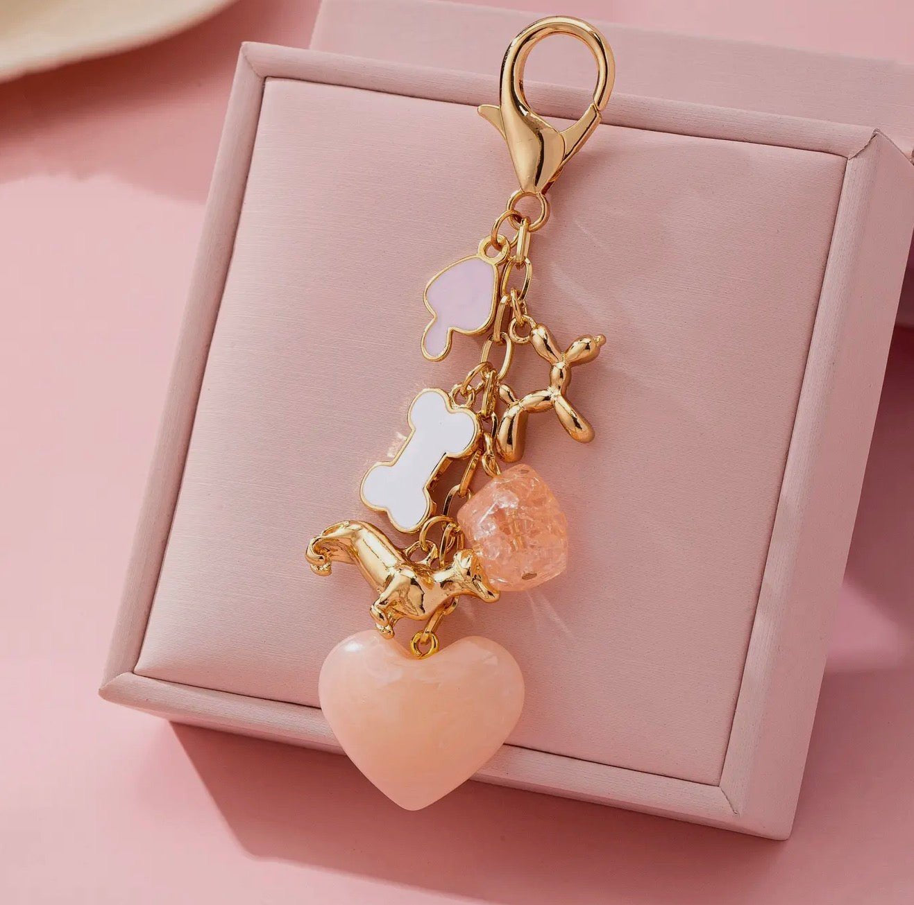 Bag Charm - Heart Dog Bone Bag Charm Key Chain - Blue Sky Fashions & Lingerie