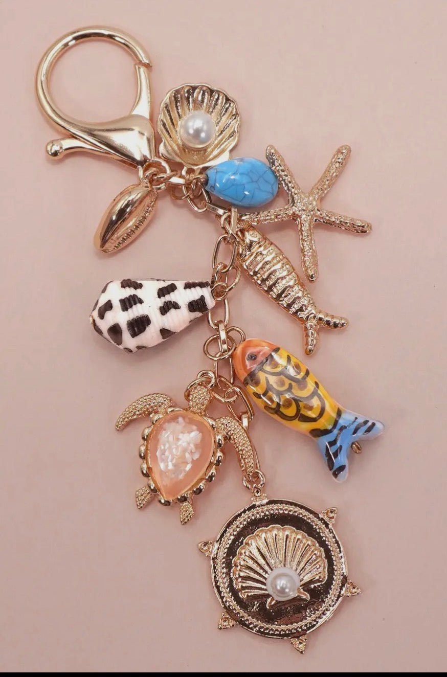 Bag Charm - Ocean Porcelain Fish Sea Shell Starfish - Blue Sky Fashions & Lingerie