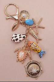 Bag Charm - Ocean Porcelain Fish Sea Shell Starfish - Blue Sky Fashions & Lingerie