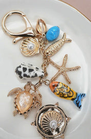 Bag Charm - Ocean Porcelain Fish Sea Shell Starfish - Blue Sky Fashions & Lingerie