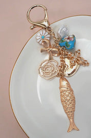 Bag Charm - Ocean Porcelain Heart Fish Cross Flower - Blue Sky Fashions & Lingerie